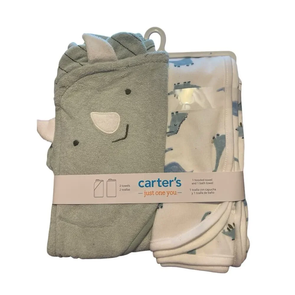 Carter's Just One You Baby Boys' Dino Hooded Bath Towel - Sage Green